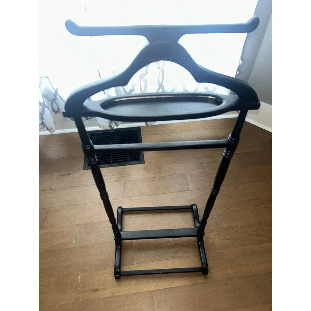 Freestanding Black Wooden Valet Stand